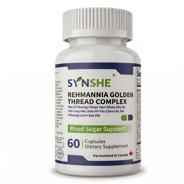 Synshe Rehmannia Golden Thread Complex - Herbal Blood Sugar Support Supplement with Coptis & Cinnamon, Supports Healthy Glucose Metabolism, 60 Capsules