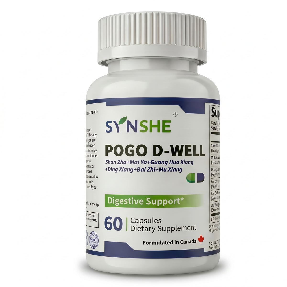 Synshe Pogo D-well - Digestive Support Supplement with Hawthorn & Botanical Blend, Stomach Comfort & Gut Health, 60 Capsules