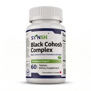 SYNSHE Black Cohosh Complex Supplement – 4-in-1 Hormone Balance & Menopause Support for Women, with Black Cohosh, Chasteberry, Pea Extract & Inositol, Supports Comfort During Hot Flashes, Night Sweats & Mood Swings, 60 Tablets (30-Day Supply)
