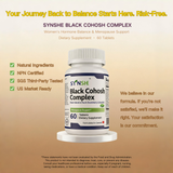 SYNSHE Black Cohosh Complex Supplement – 4-in-1 Hormone Balance & Menopause Support for Women, with Black Cohosh, Chasteberry, Pea Extract & Inositol, Supports Comfort During Hot Flashes, Night Sweats & Mood Swings, 60 Tablets (30-Day Supply)