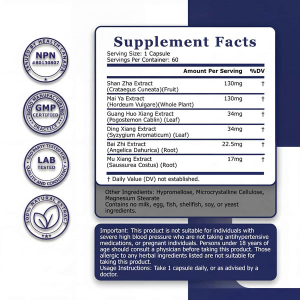 Synshe Pogo D-well - Digestive Support Supplement with Hawthorn & Botanical Blend, Stomach Comfort & Gut Health, 60 Capsules