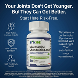 Synshe Glucosamine Chondroitin MSM Supplement - Triple-Action Joint Support with 500mg Glucosamine, 400mg Chondroitin & 400mg MSM for Cartilage Health, Joint Comfort & Mobility
