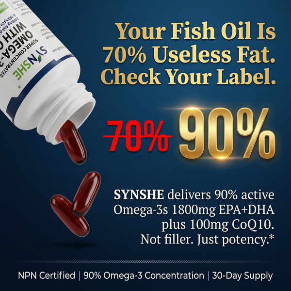 Coenzyme Q10 with Deep Sea Fish Oil & Omega-3 Heart Health & Cardiovascular Support Supplement - 60 Softgels