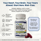 SYNSHE Omega-3 Fish Oil with CoQ10 – 90% Concentration, 1800mg EPA+DHA + 100mg CoQ10 per Serving, Supports Heart Health, Brain Function & Cellular Energy