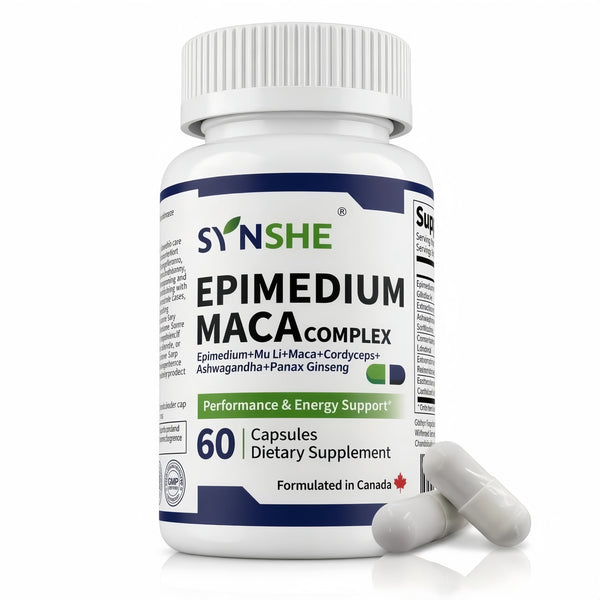 Epimedium Maca Compound Capsules with Cordyceps, Oyster & Ginseng Vitality & Wellness Supplement - 60 Capsules